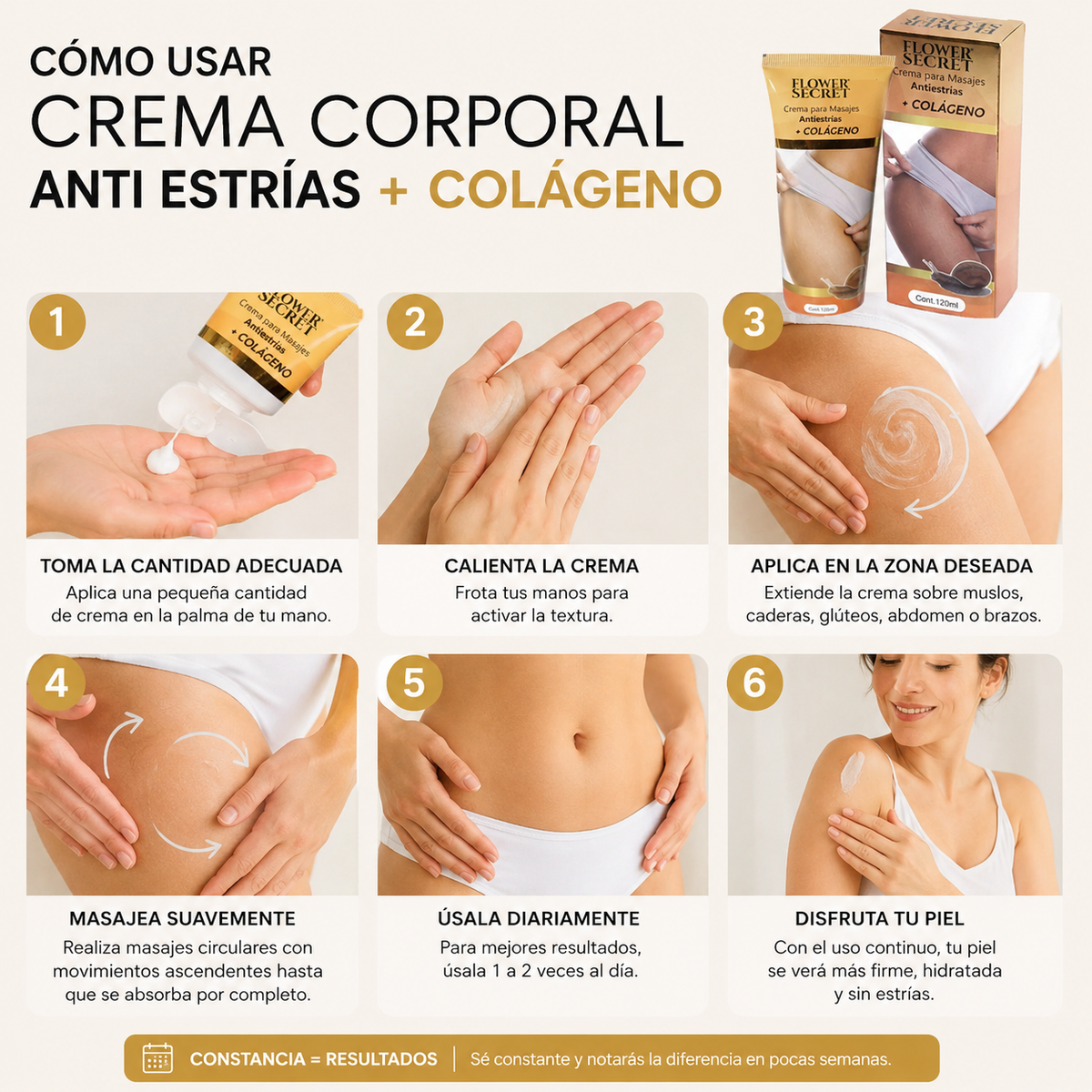 Crema Corporal para Masajes Anti Estrías