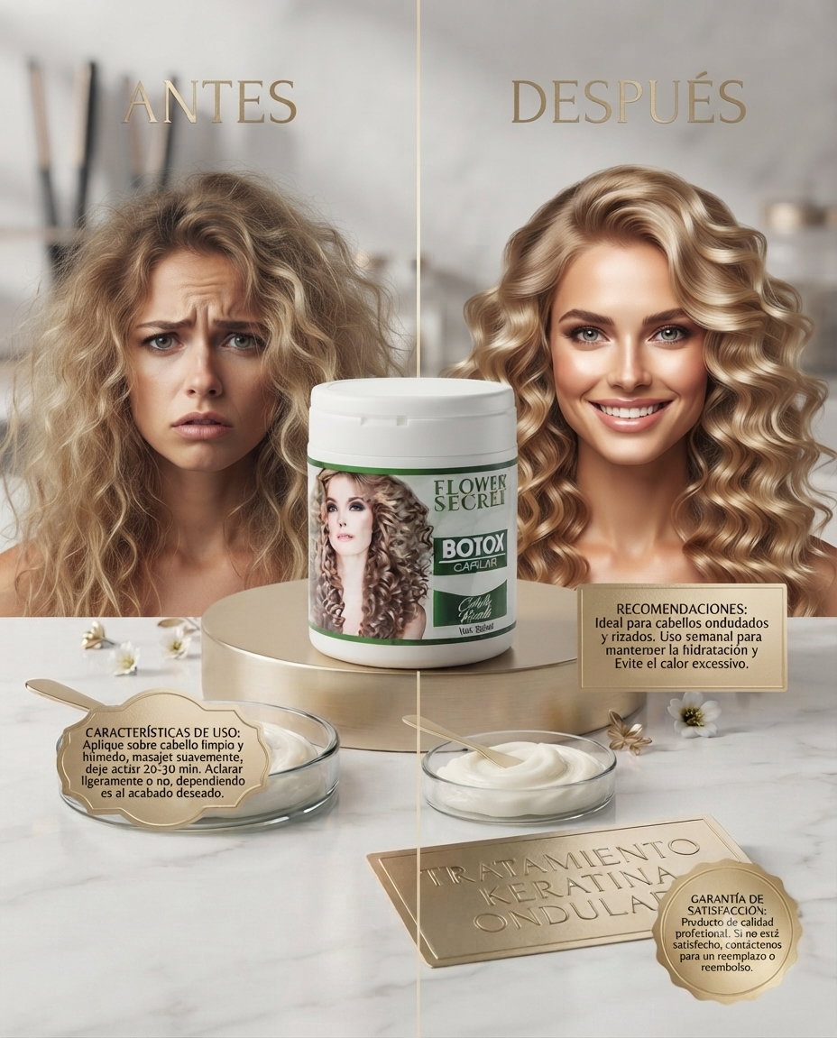Botox Capilar Flower Secret Rizado (300 ml): Devuélvele la libertad, vida y definición a tus rizos.