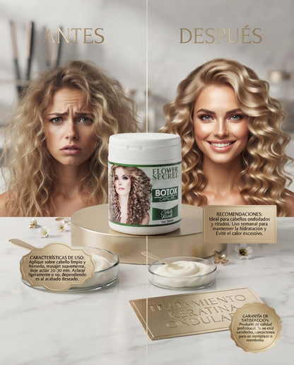 Botox Capilar Flower Secret Rizado (300 ml): Devuélvele la libertad, vida y definición a tus rizos.
