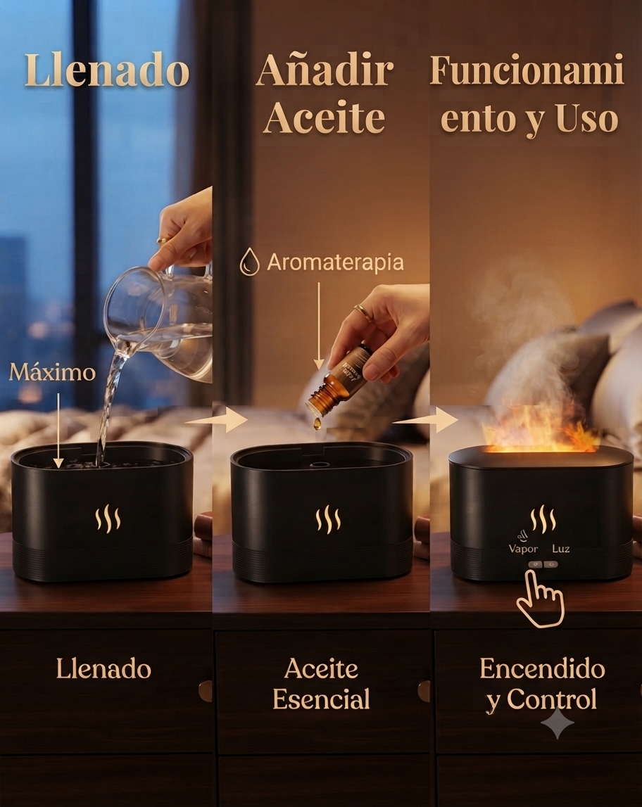 X - HUMIFICADOR DE LLAMA  CON LUZ LED