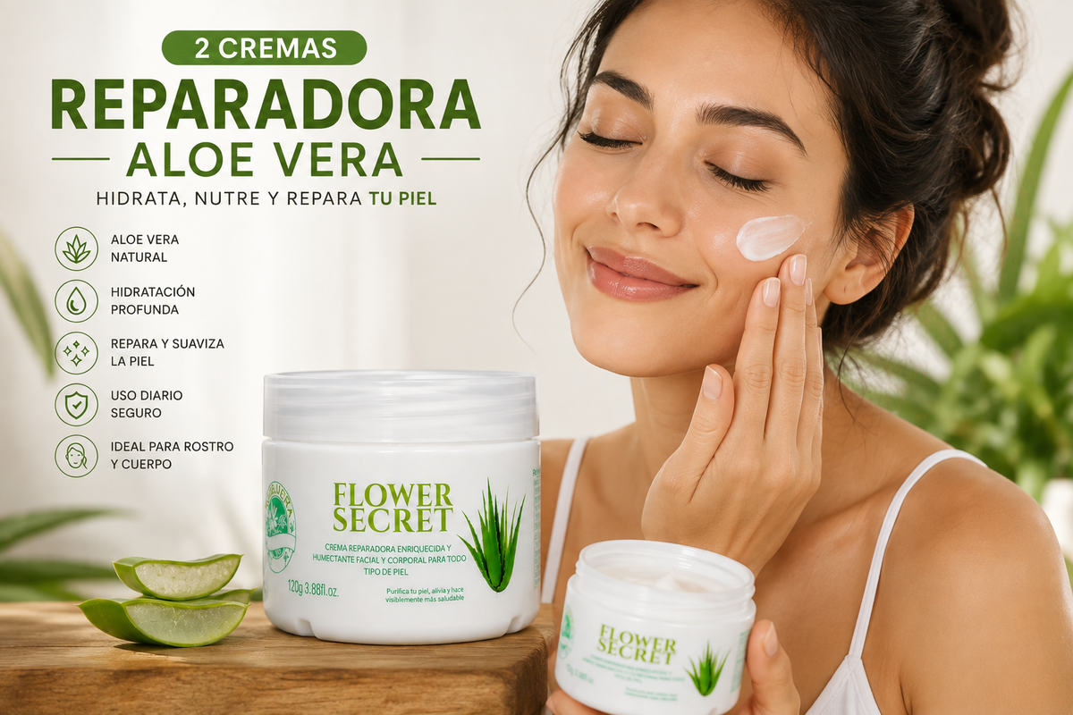 2 Cremas Facial y Corporal Reparadora Aloe Vera