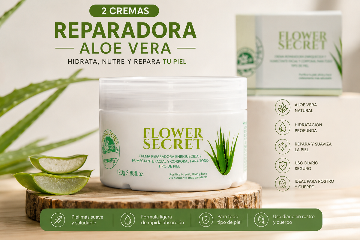 2 Cremas Facial y Corporal Reparadora Aloe Vera